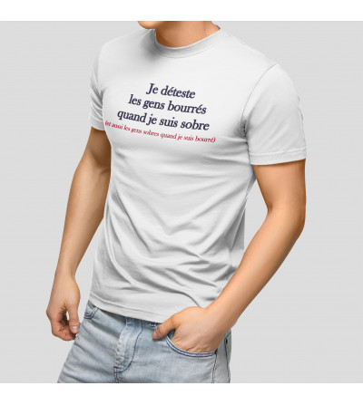 T-shirt Homme - Je déteste les gens bourrés