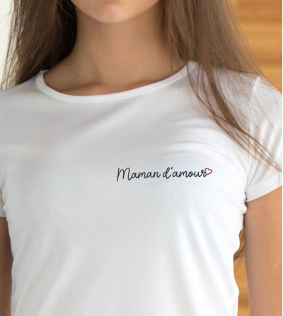 T-shirt brodé - Maman d'amour