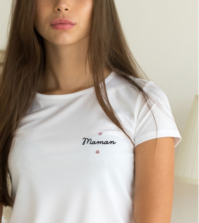 T-shirt Brodé - Maman Coeur